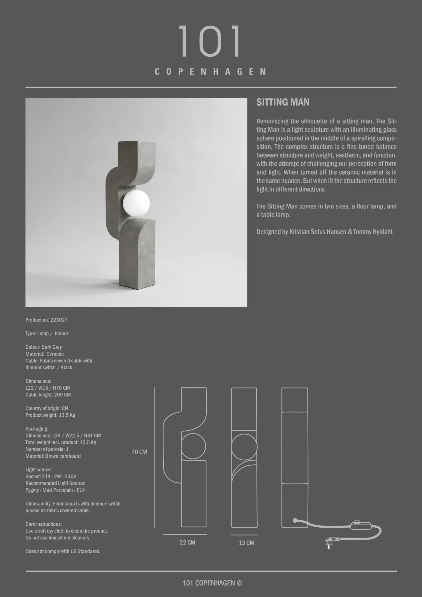 Sitting Man, Big - Dark Grey