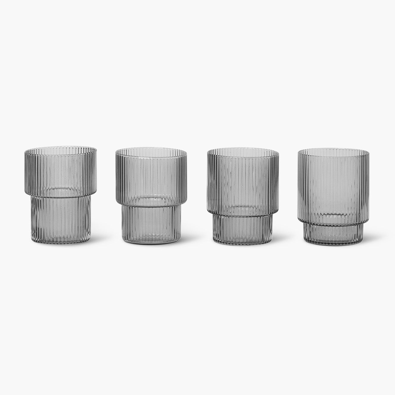 Glass Ripple small, smoked glass, set of four
