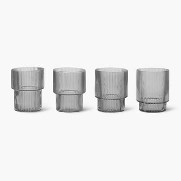 Glass Ripple small, smoked glass, set of four