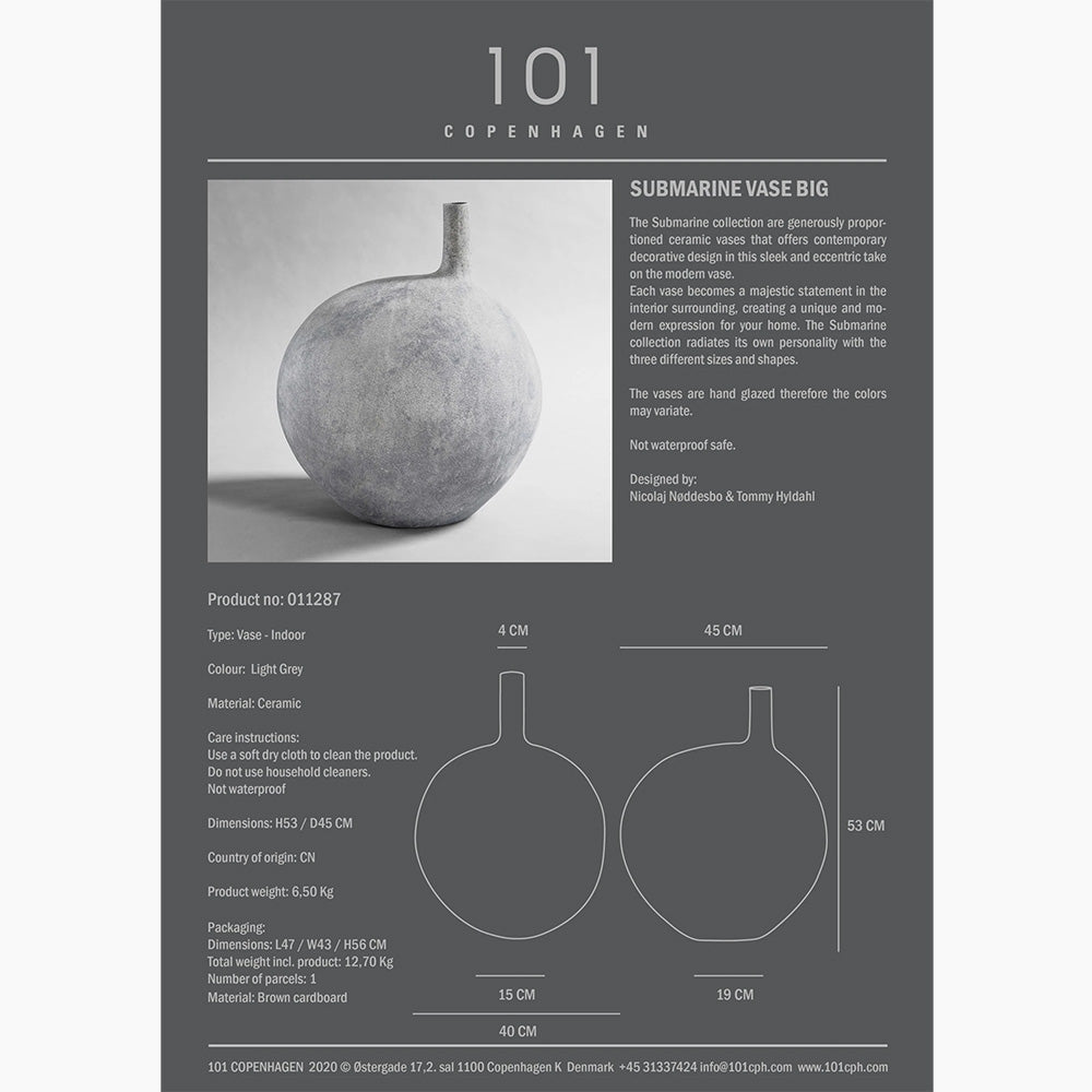 Submarine Vase - Big - Light Grey
