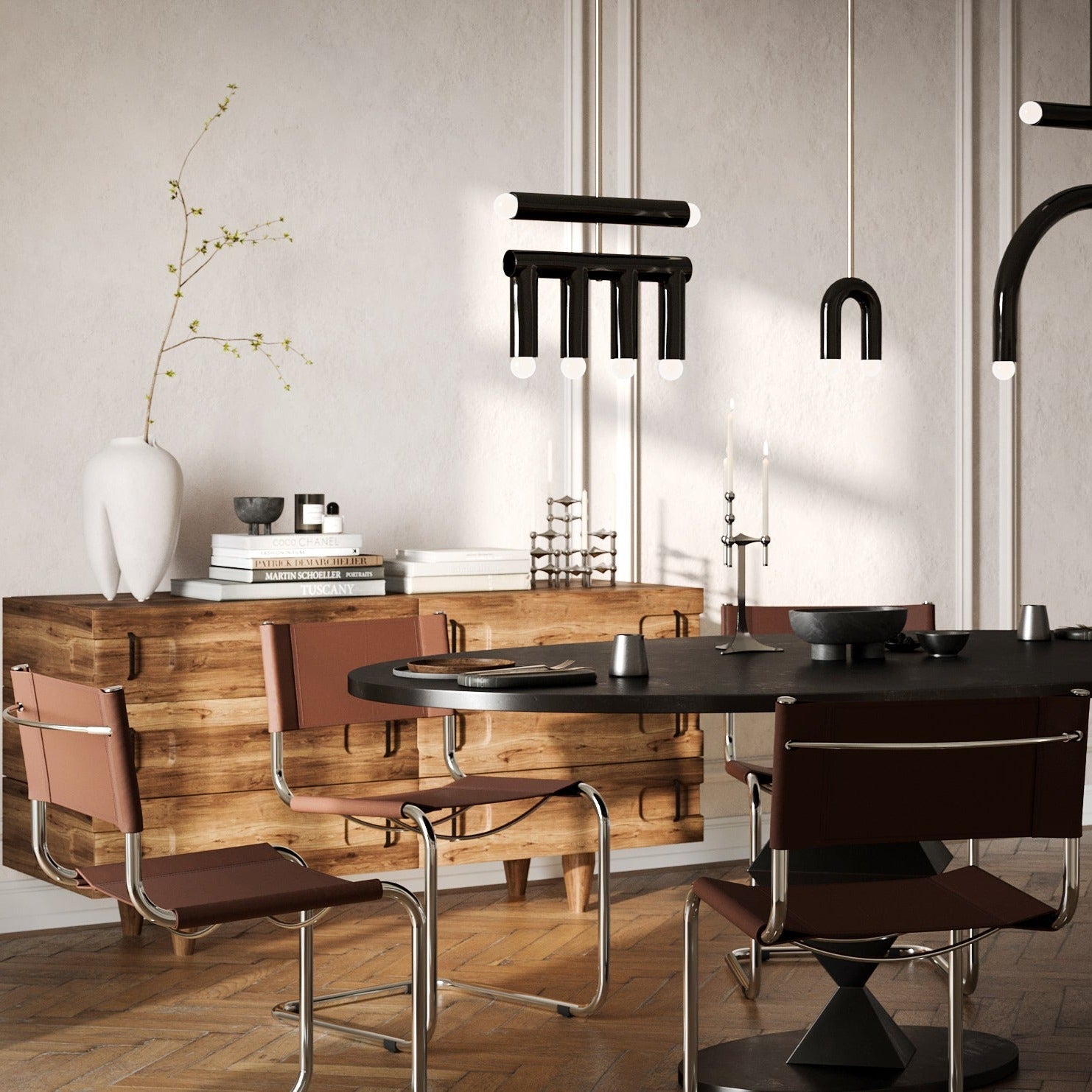 Stam Leather Side Chair