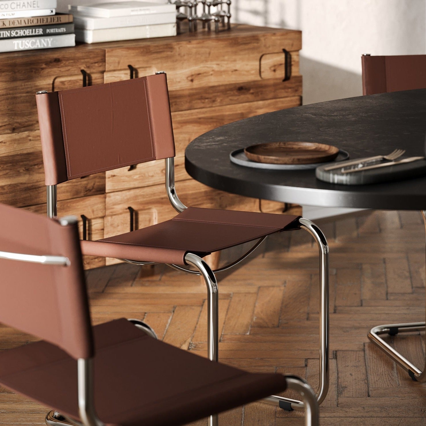 Stam Leather Side Chair