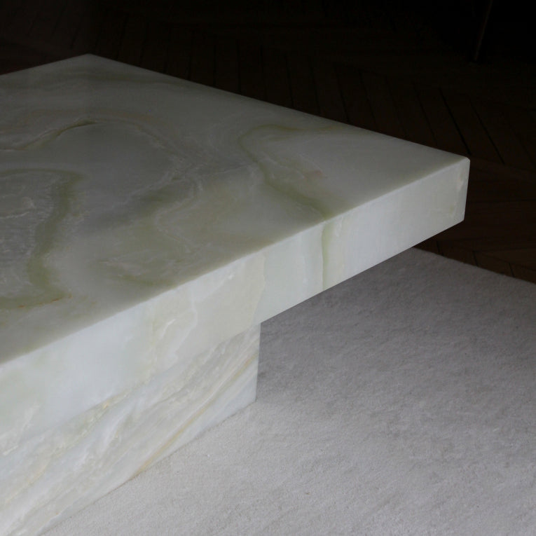 Cara Green Onyx Coffee Table W casters