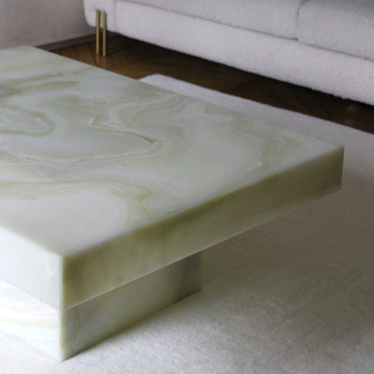 Cara Green Onyx Coffee Table W casters