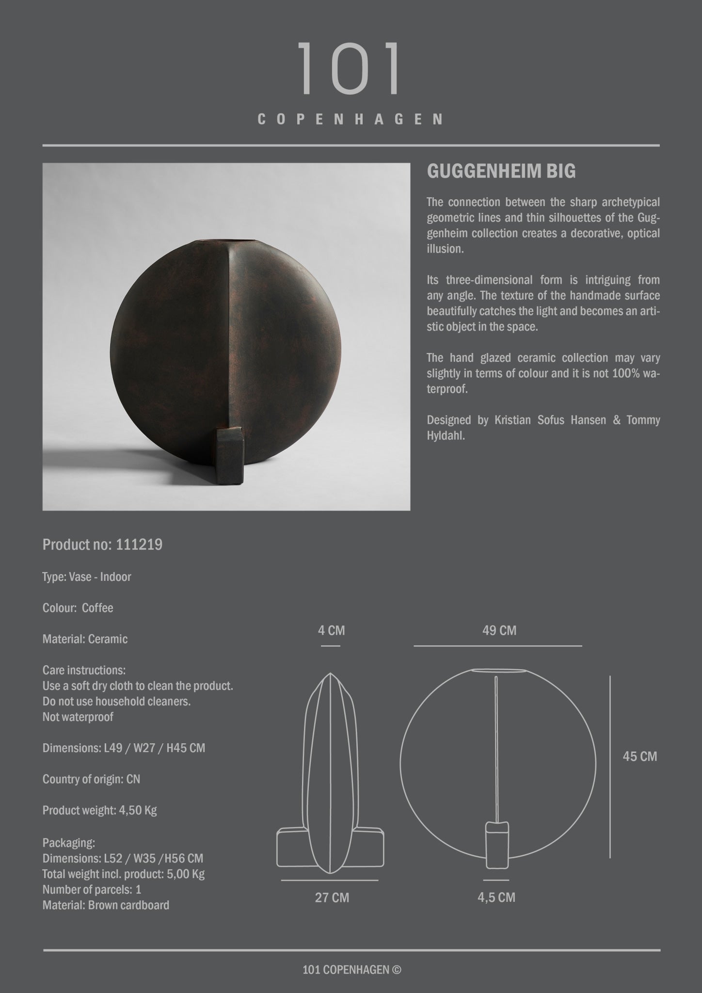 Guggenheim Vase, Big - Coffee