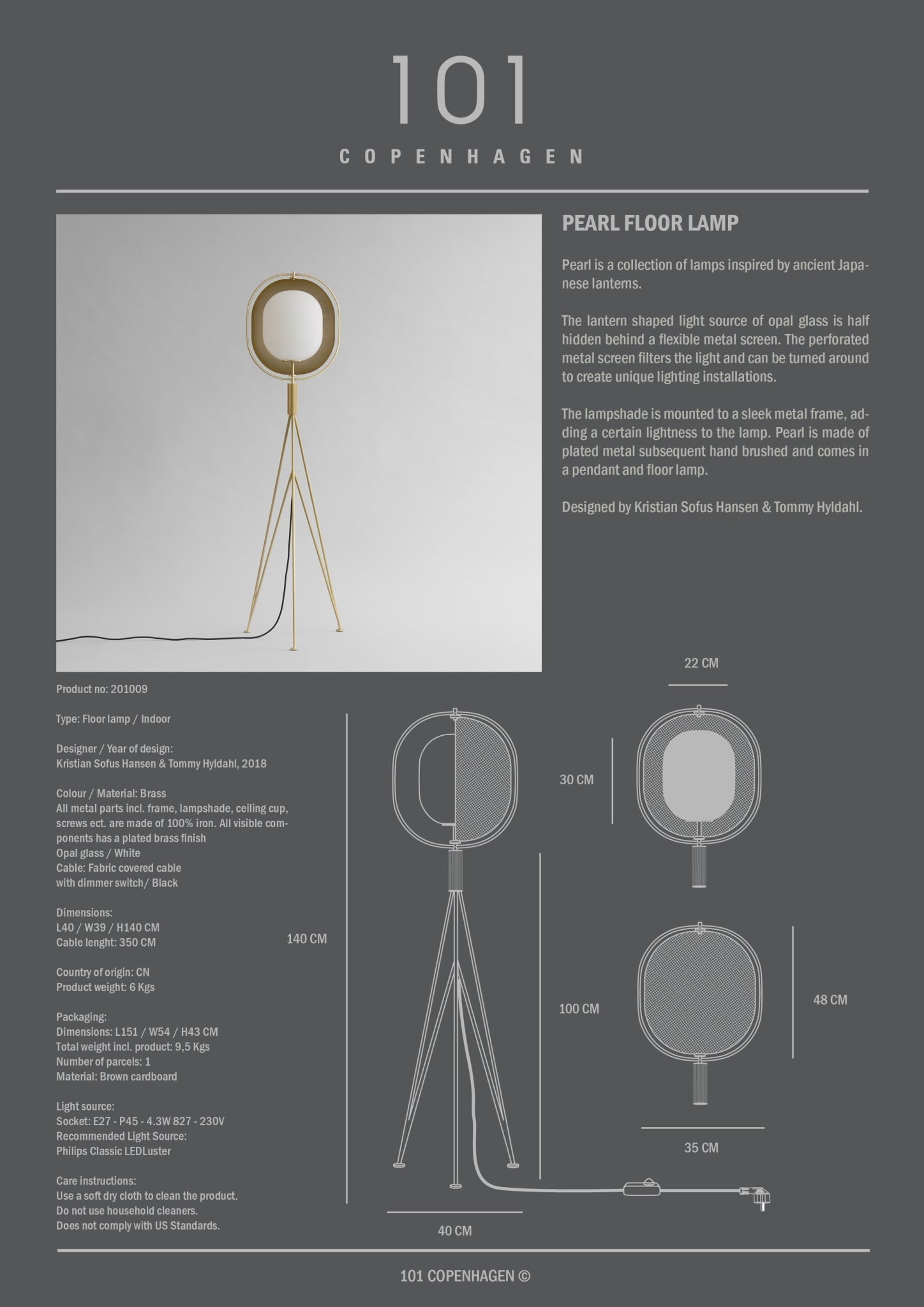 Pearl Floor Lamp - Brass