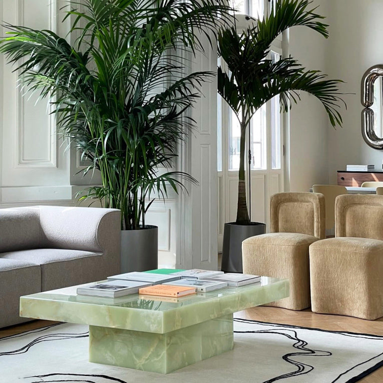 Cara Green Onyx Coffee Table W casters